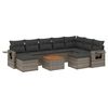 vidaXL 10 Hluta Gar&eth;s&oacute;fasett me&eth; Sessum Gr&aacute;tt P&oacute;l&yacute;rattan