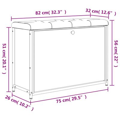 vidaXL Skóskápur með Flettiskúffu Reyklituð Eik 82x32x56 cm