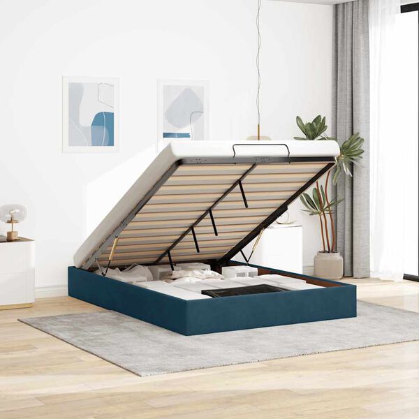 vidaXL Ottoman r&uacute;mgrind Engin d&yacute;na D&ouml;kkbl&aacute;r 140x190 cm Flauel