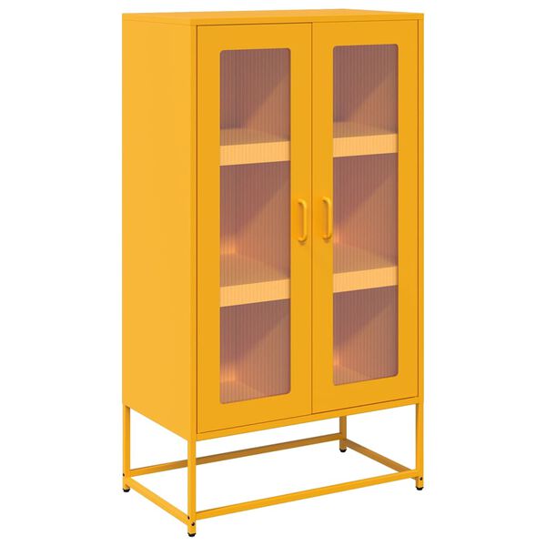 vidaXL Highboard Mustard Yellow 68x39x123 cm Stál