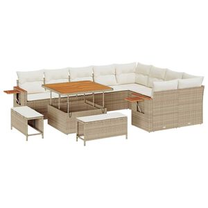 vidaXL Gar&eth;s&oacute;fa sett me&eth; p&uacute;&eth;i 12 pcs Beige og krem