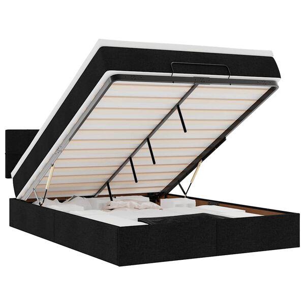 vidaXL Ottoman R&uacute;m me&eth; D&yacute;nu & LED Svartur 140x190 cm Efni