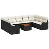 vidaXL Gar&eth;s&oacute;fa sett me&eth; geymslu 10 pcs Svartur og krem p&oacute;l&yacute;rattan