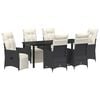 vidaXL Gar&eth;ur bor&eth;sett me&eth; p&uacute;&eth;i 7 pcs Svartur p&oacute;l&yacute;rattan