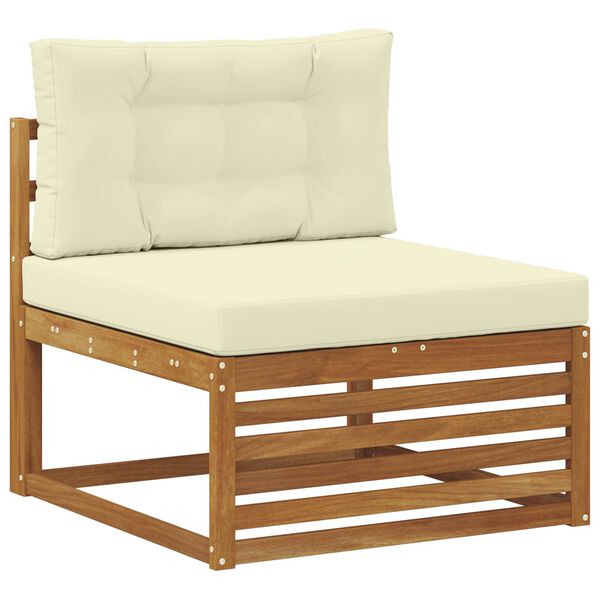 vidaXL S&oacute;fasett me&eth; p&uacute;&eth;i 9 pcs N&aacute;tt&uacute;rulegt og Krem Hrein akas&iacute;utr&eacute;