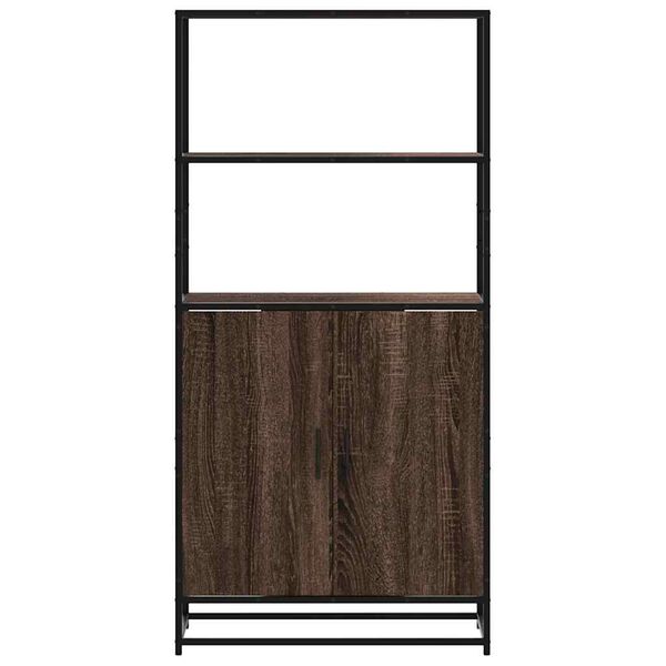 vidaXL Highboard Brún Eik 68x35x139 cm Hannaður viður og málmur
