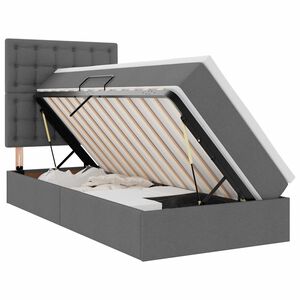 vidaXL R&uacute;m me&eth; geymslur&yacute;mi og LED D&ouml;kk gr&aacute; 90 x 190 cm P&oacute;l&yacute;ester