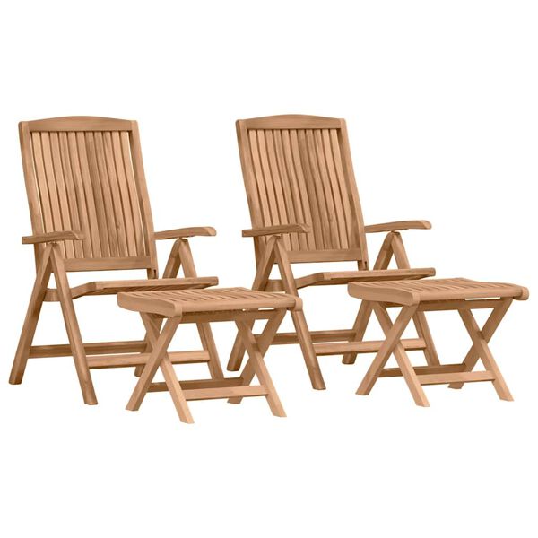 vidaXL Gar&eth;ur bor&eth;sett 4 pcs Br&uacute;nn Solid teak vi&eth;ur