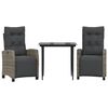 vidaXL 3 Hluta Gar&eth;bor&eth;stofusett me&eth; Sessum Gr&aacute;tt P&oacute;l&yacute;rattan