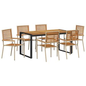 vidaXL Gar&eth;ur bor&eth;sett 7 pcs Beige og br&uacute;nn p&oacute;l&yacute;rattan