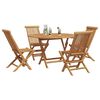 vidaXL Gar&eth;ur bor&eth;sett 5 pcs Br&uacute;nn Solid teak vi&eth;ur