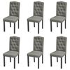vidaXL Borðstofustólar 6 stk. Grátt Áklæði