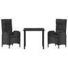 vidaXL Gar&eth;ur bor&eth;sett me&eth; p&uacute;&eth;i 3 pcs Svartur p&oacute;l&yacute;rattan
