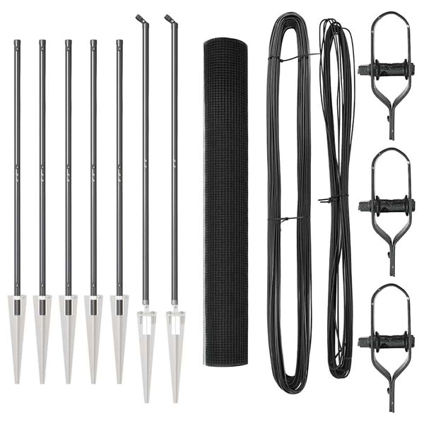 vidaXL Gir&eth;ingarp&oacute;stur Gr&aacute;r 10 x 1,2 m (25 x 25 mm net) St&aacute;l og PVC