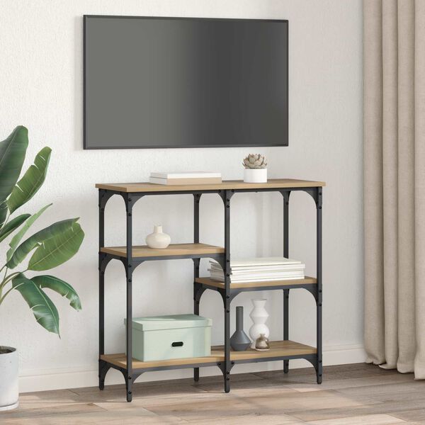 vidaXL Veggbor&eth; me&eth; hillu Artisan Eik 80 x 29 x 75 cm Samsettur vi&eth;ur