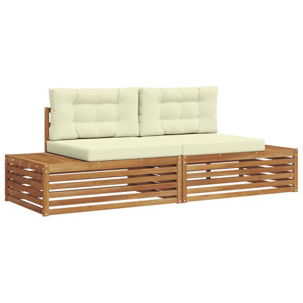 vidaXL &Uacute;ti s&oacute;fasett me&eth; p&uacute;&eth;i 2 Stykki N&aacute;tt&uacute;rulegt og Krem