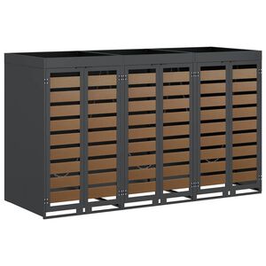 vidaXL Rúlluskápur fyrir 3 ruslatunnur Antrasít 340 x 77.5 x 115.5 cm