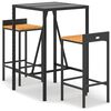 vidaXL 3 stykki gar&eth;barasett Svartur Poly Rattan & Solid Wood Acacia