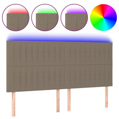 vidaXL LED höfuðgafl Mógrátt 200x5x118/128 cm Efni