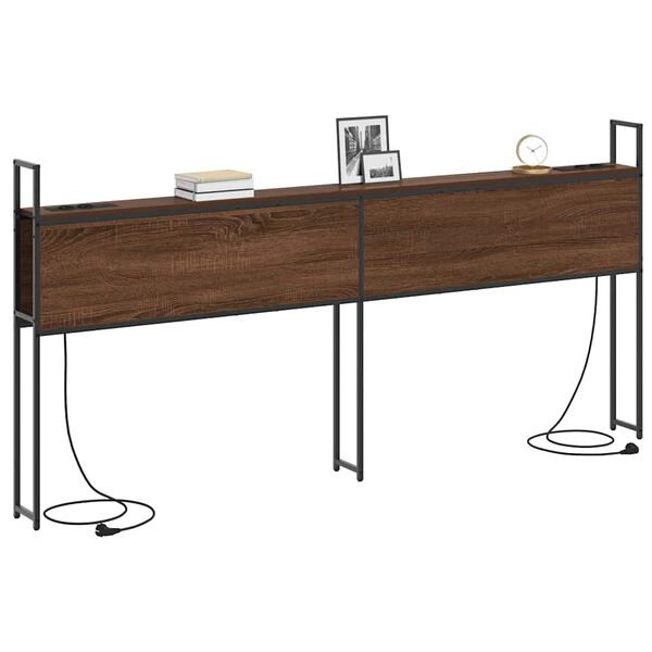 vidaXL Geymsluhefu me&eth; hle&eth;slust&ouml;&eth; me&eth; hillu br&uacute;n eik 203 x 15 x 98 cm