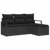 vidaXL S&oacute;fasett me&eth; p&uacute;&eth;i me&eth; geymslu 4 pcs Svartur p&oacute;l&yacute;rattan