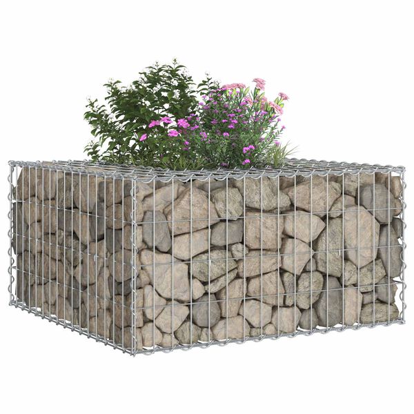 vidaXL Gabion h&aelig;kka&eth; r&uacute;m Silfur 80 x 80 x 40 cm Galvaniserad st&aacute;l