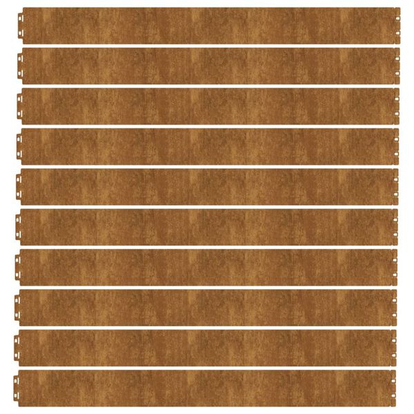vidaXL Garðkantar 10 stk. 10x103 cm Sveigjanlegt Corten-stál