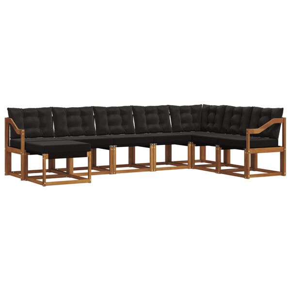 vidaXL &Uacute;ti s&oacute;fasett me&eth; p&uacute;&eth;i 8 pcs N&aacute;tt&uacute;rulegur og svartur