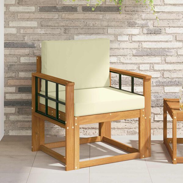 vidaXL &Uacute;ti s&oacute;fasett Solid Akas&iacute;uskei&eth; og P&oacute;lyester N&aacute;tt&uacute;rulegur