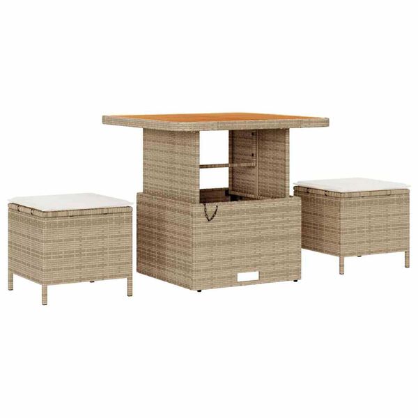 vidaXL Gar&eth;s&oacute;fa sett me&eth; p&uacute;&eth;i 11 pcs Beige og krem p&oacute;l&yacute;rattan