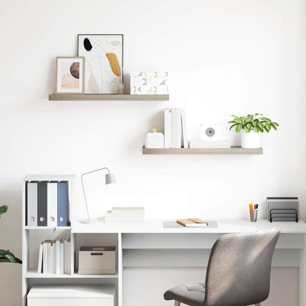vidaXL Vegghengdar Hillur 2 stk. Eik 80x23,5x3,8 cm MDF