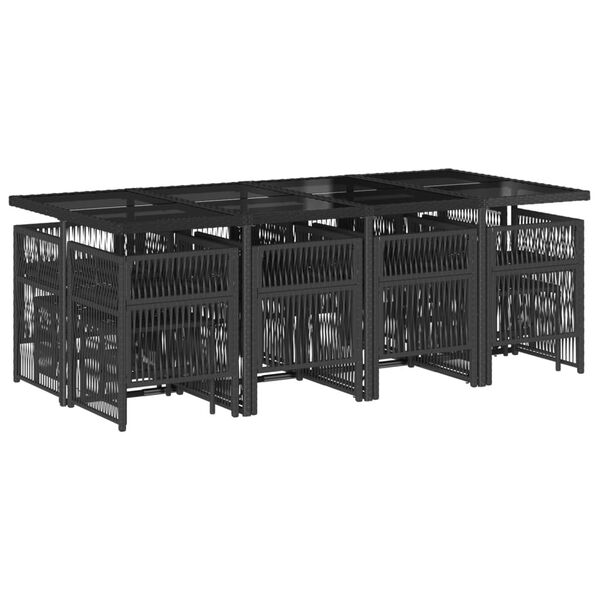 vidaXL 13 Parta Gar&eth;s&oacute;fasett me&eth; Sessum Svart P&oacute;l&yacute;rattan