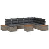 vidaXL Gar&eth;s&oacute;fa sett me&eth; kodda 9 pcs Gr&aacute;r Poly rattan