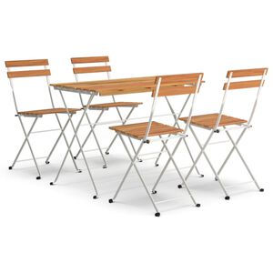 vidaXL 5 stykki samanbrjótanlegt Bistro Set Solid Wood Acacia og stál