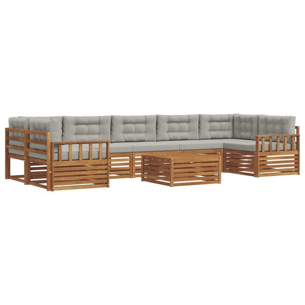 vidaXL &Uacute;ti s&oacute;fasett me&eth; p&uacute;&eth;i 8 pcs N&aacute;tt&uacute;rulegt og Lj&oacute;st Gr&aacute;tt