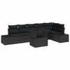 vidaXL Gar&eth;s&oacute;fa sett 7 pcs Svartur P&oacute;l&yacute;rattan, d&uacute;fth&uacute;&eth;a&eth; st&aacute;l og gler