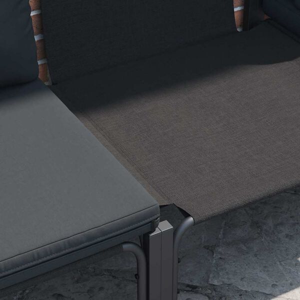 vidaXL Gar&eth;s&oacute;fa sett me&eth; p&uacute;&eth;i 14 pcs Svartur St&aacute;l