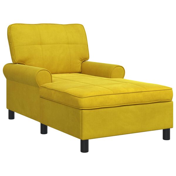vidaXL Chaise Lounge me&eth; p&uacute;&eth;i Gulur 91 x 157 x 91 cm Flauel
