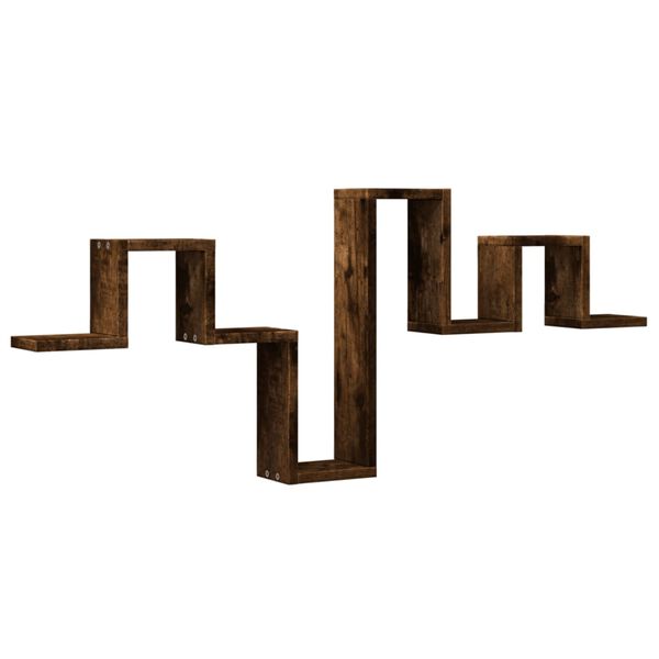 vidaXL Vegghilla Reyklitu&eth; Eik 104,5x10x43 cm Samsettur Vi&eth;ur