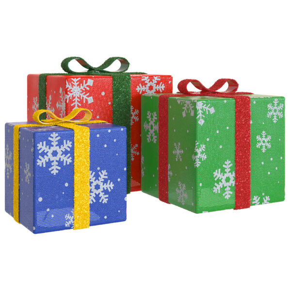 vidaXL Uppl&yacute;stir J&oacute;lagjafakassar 3 Hlutir 64 Hl&yacute;tt-hv&iacute;t LED Lj&oacute;s