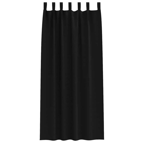vidaXL Svartgard&iacute;nur me&eth; hringjum 2 pcs Svartur 260 x 140 cm P&oacute;l&yacute;ester