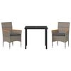 vidaXL Gar&eth;ur bor&eth;sett me&eth; p&uacute;&eth;i 3 pcs Gr&aacute;r p&oacute;l&yacute;rattan