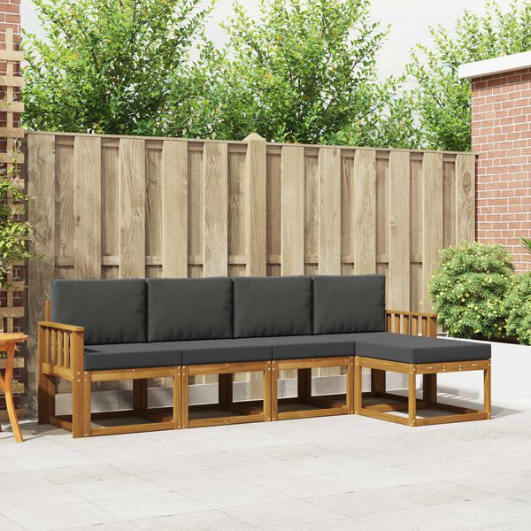 vidaXL &Uacute;ti s&oacute;fasett 5 pcs N&aacute;tt&uacute;rulegt og Antrac&iacute;t Hrein akas&iacute;utr&eacute;