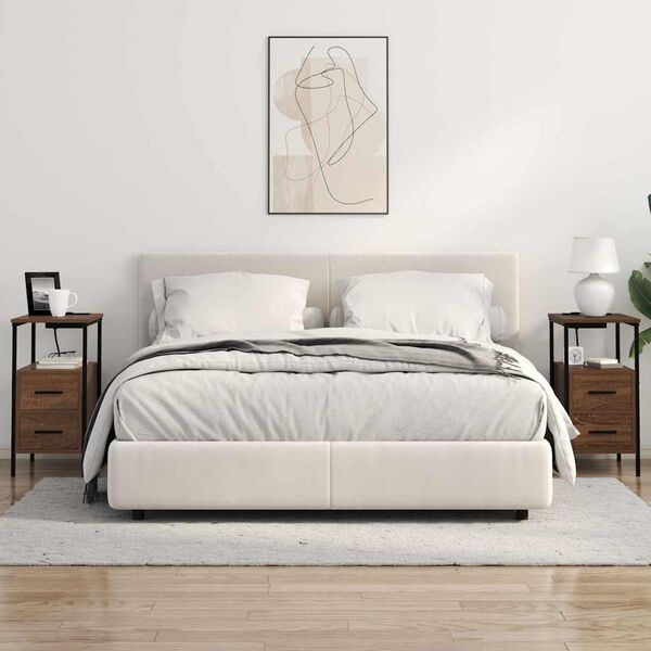 vidaXL Noat&ouml;flu sk&aacute;pur 2 pcs Br&uacute;nn eik 30 x 48 x 61 cm Samsettur vi&eth;ur