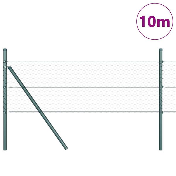 vidaXL Gir&eth;ingarp&oacute;stur Gr&aelig;nn 10 x 0,4 m (25 mm net) St&aacute;l og PVC
