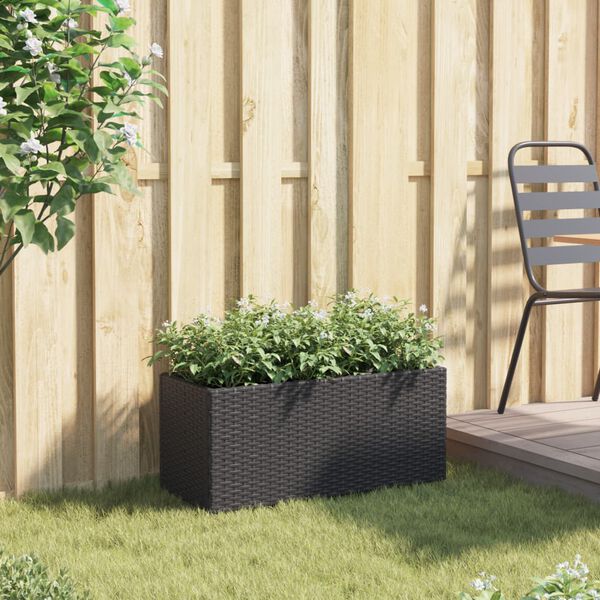 vidaXL Gar&eth;ker me&eth; 2 Pottum Svart 72x30x32 cm P&oacute;l&yacute;rattan
