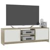 800284 vidaXL TV Cabinet White and Sonoma Oak 120x30x37,5 cm Chipboard