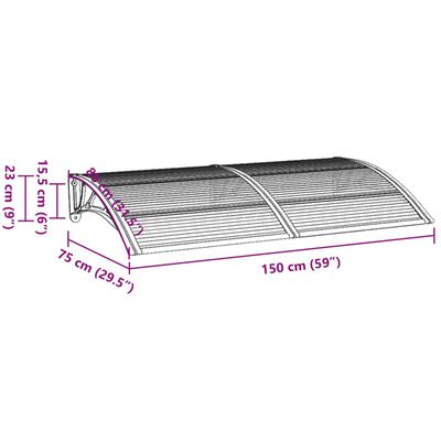 vidaXL Dyraskyggni Svart 150x75 cm Pólýkarbónat