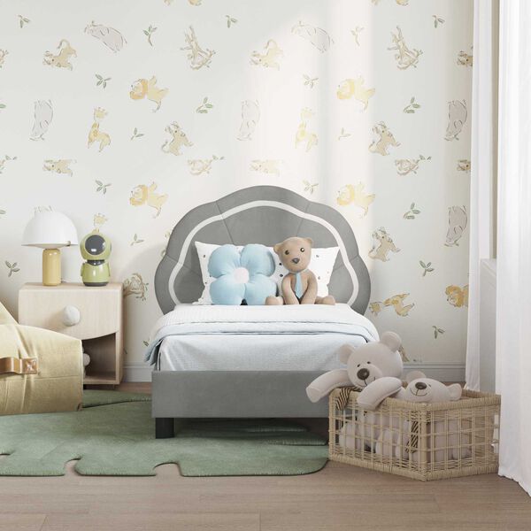 vidaXL R&uacute;mrammi fyrir litla krakka me&eth; h&ouml;f&eth;ahimni Lj&oacute;sgr&aacute;r 70 x 140 cm