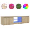 vidaXL Sj&oacute;nvarpssk&aacute;pur me&eth; LED-lj&oacute;sum Reyklitu&eth; Eik 140x40x36 cm